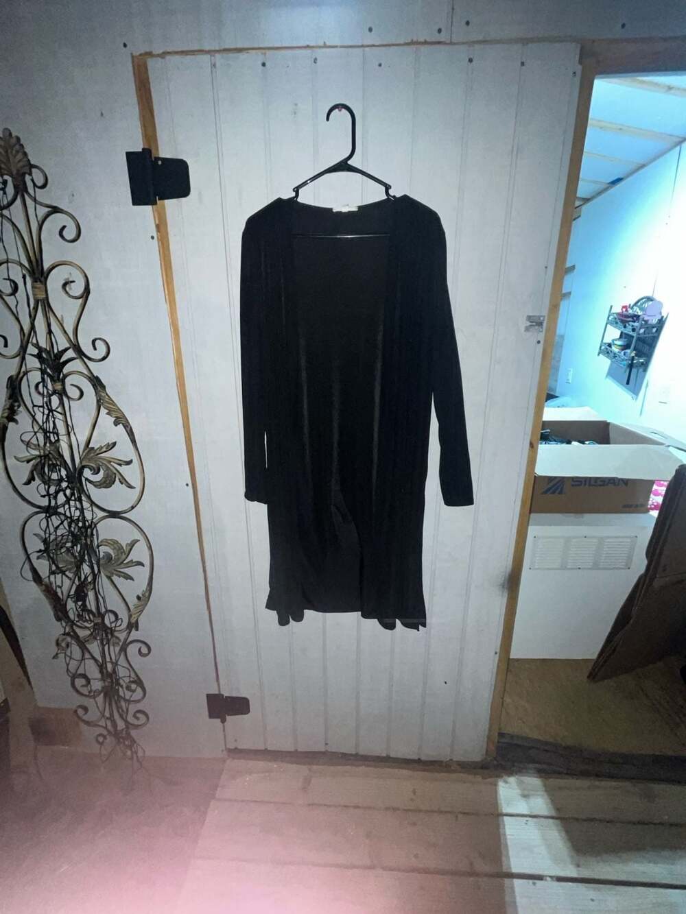 Another Reason Black Metallic Shimmer Open Front Duster Cardigan Size L